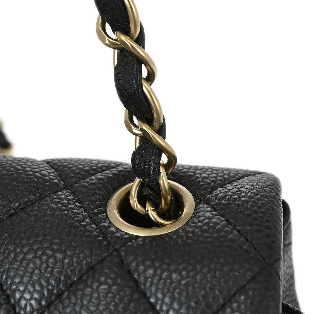 Chanel 2014-2015 Black Caviar Skin Classic Single Flap Shoulder Bag