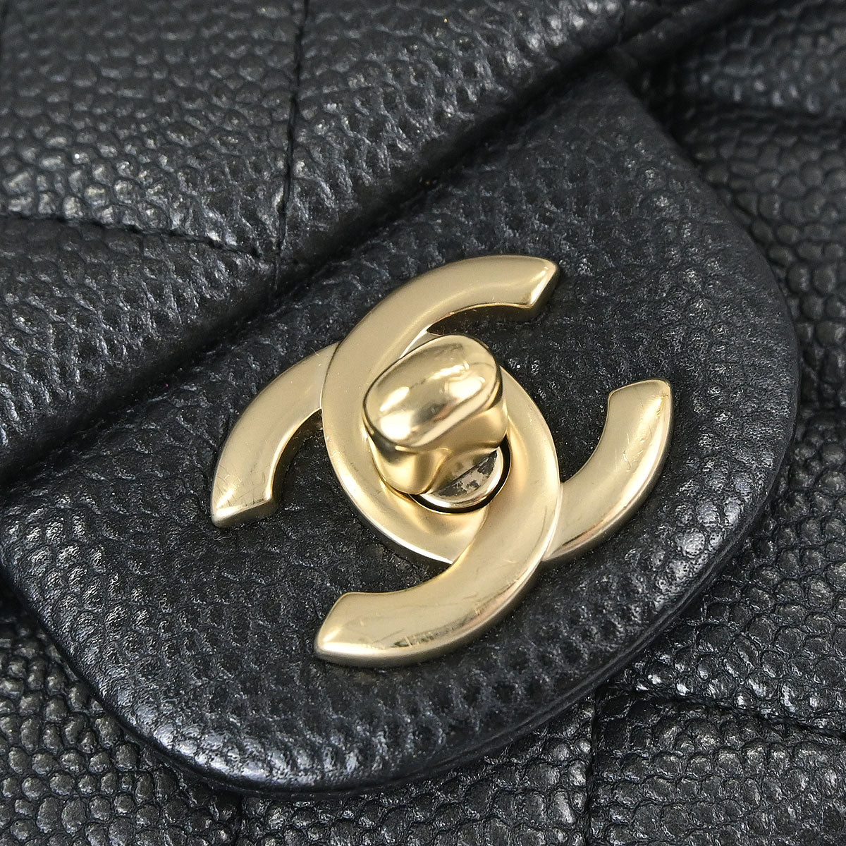 Chanel 2014-2015 Black Caviar Skin Classic Single Flap Shoulder Bag