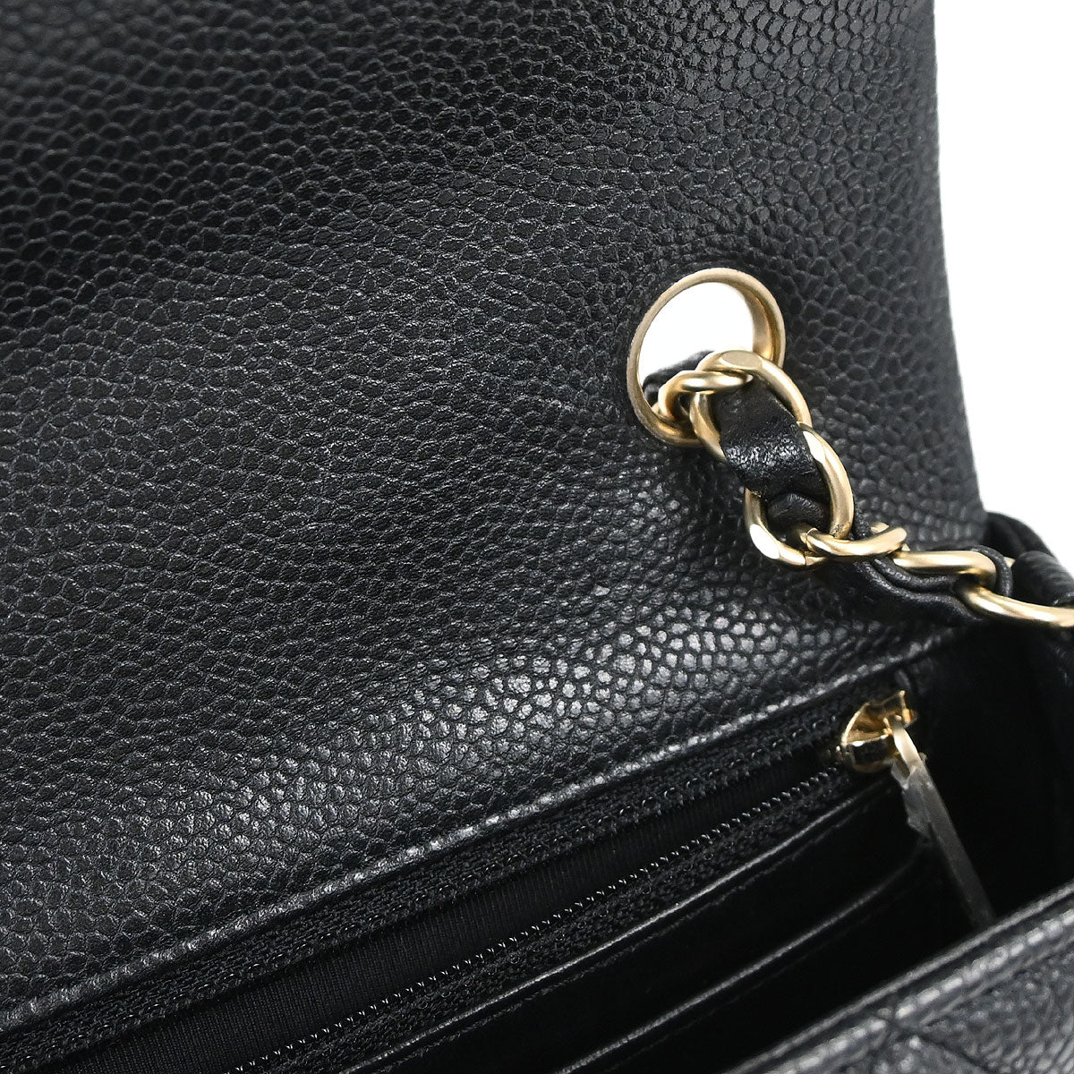 Chanel 2014-2015 Black Caviar Skin Classic Single Flap Shoulder Bag