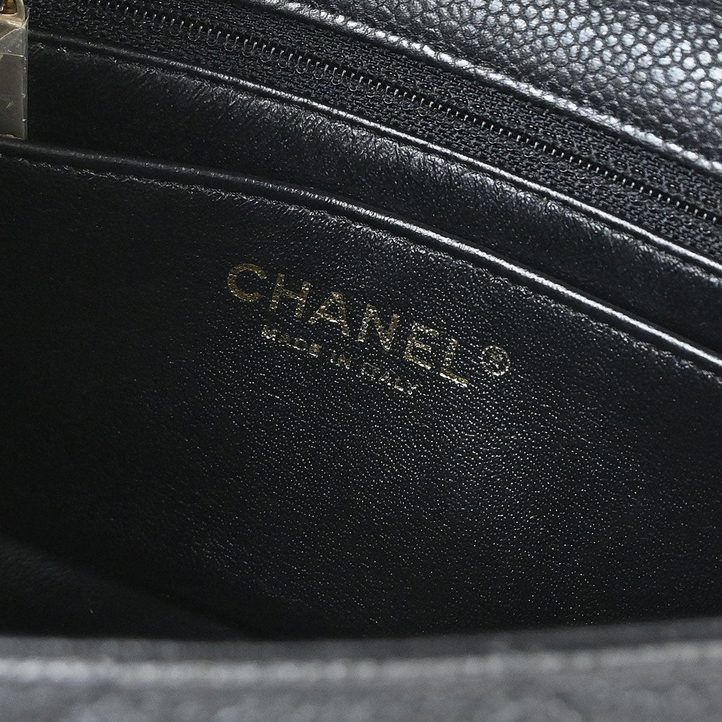 Chanel 2014-2015 Black Caviar Skin Classic Single Flap Shoulder Bag