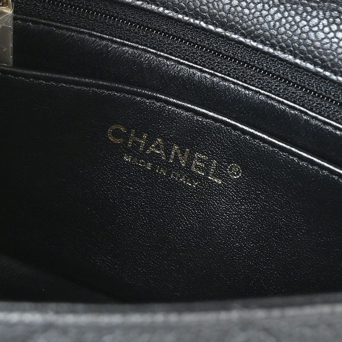 Chanel 2014-2015 Black Caviar Skin Classic Single Flap Shoulder Bag