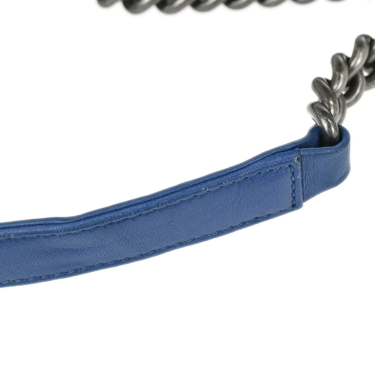 Boy Chanel 2014-2015 Blue Denim Chevron Medium Shoulder Bag