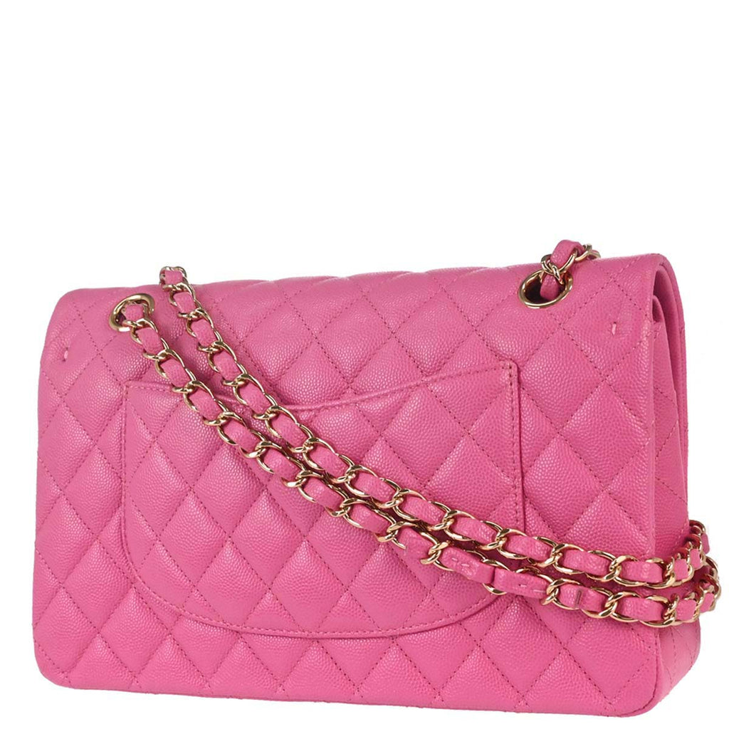Chanel 2019 Pink Caviar Skin Medium Classic Double Flap Shoulder Bag