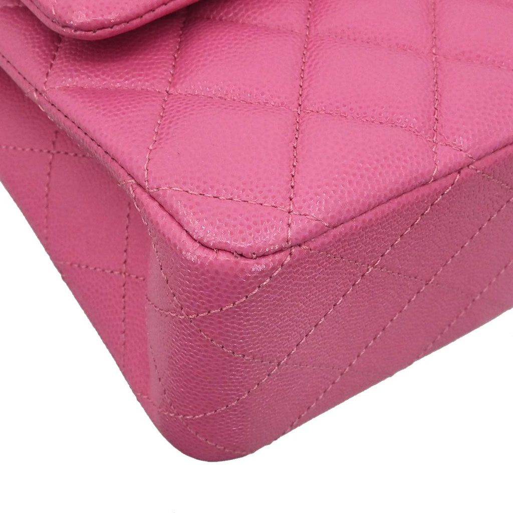 Chanel 2019 Pink Caviar Skin Medium Classic Double Flap Shoulder Bag