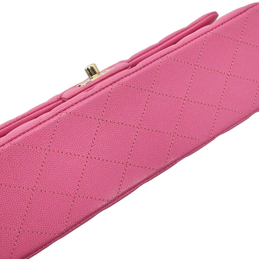 Chanel 2019 Pink Caviar Skin Medium Classic Double Flap Shoulder Bag