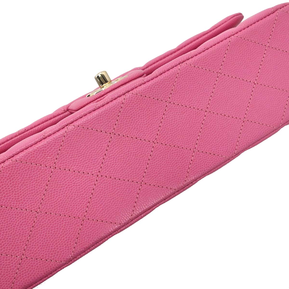 Chanel 2019 Pink Caviar Skin Medium Classic Double Flap Shoulder Bag