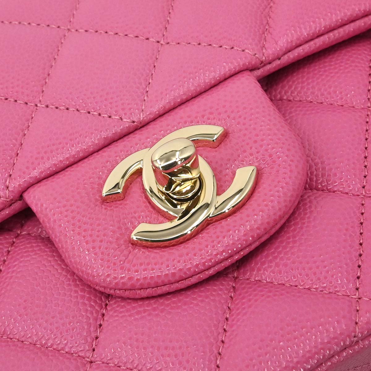 Chanel 2019 Pink Caviar Skin Medium Classic Double Flap Shoulder Bag