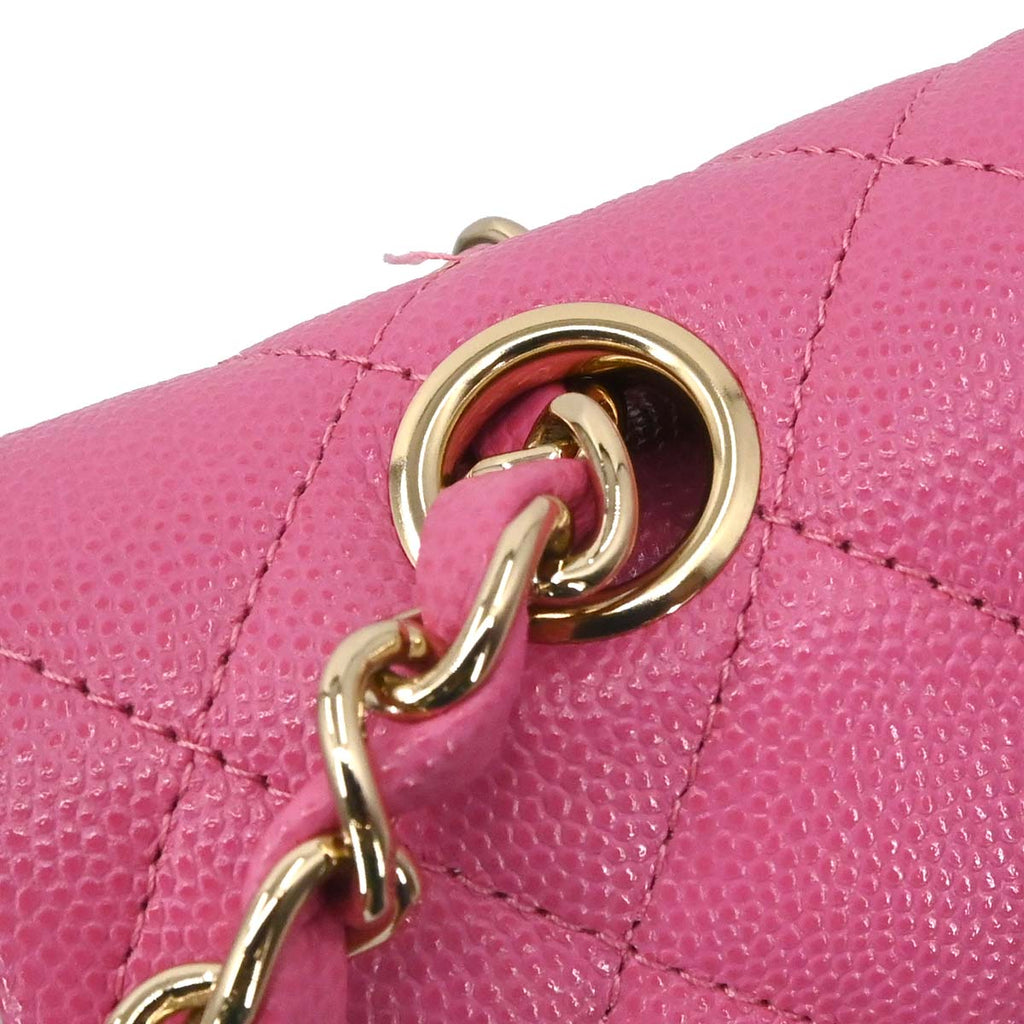 Chanel 2019 Pink Caviar Skin Medium Classic Double Flap Shoulder Bag