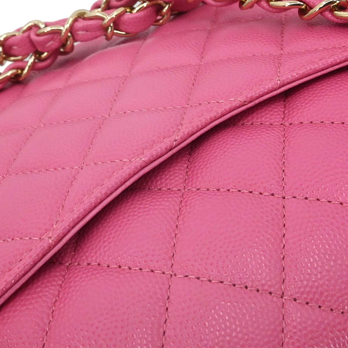 Chanel 2019 Pink Caviar Skin Medium Classic Double Flap Shoulder Bag
