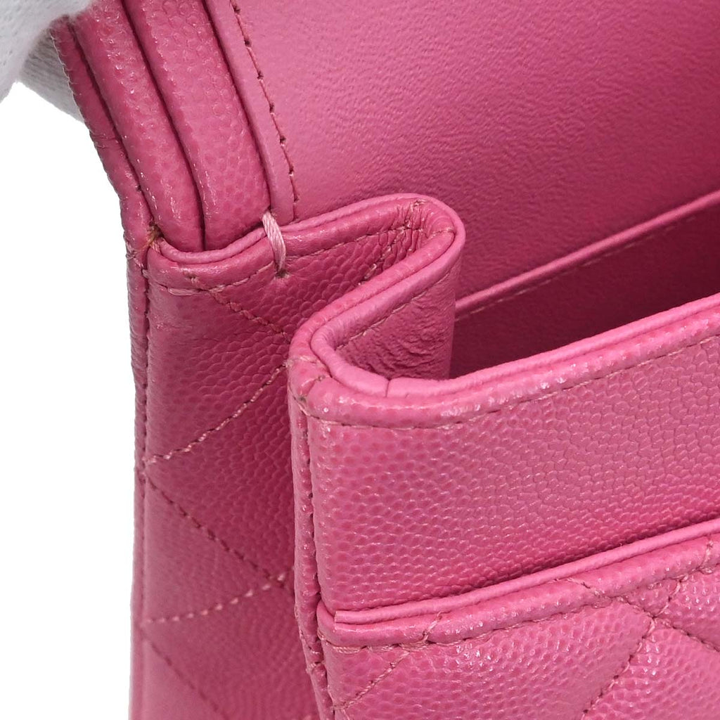 Chanel 2019 Pink Caviar Skin Medium Classic Double Flap Shoulder Bag