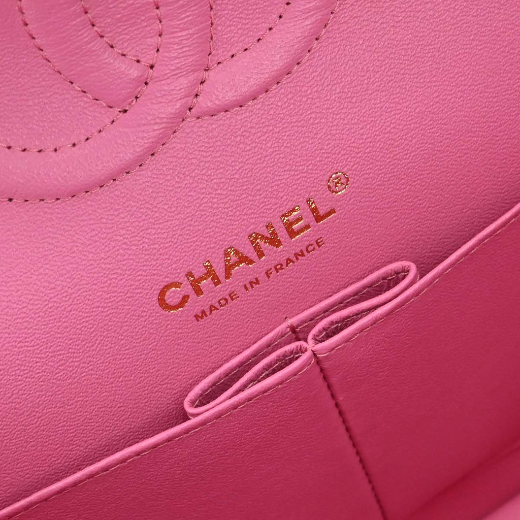 Chanel 2019 Pink Caviar Skin Medium Classic Double Flap Shoulder Bag
