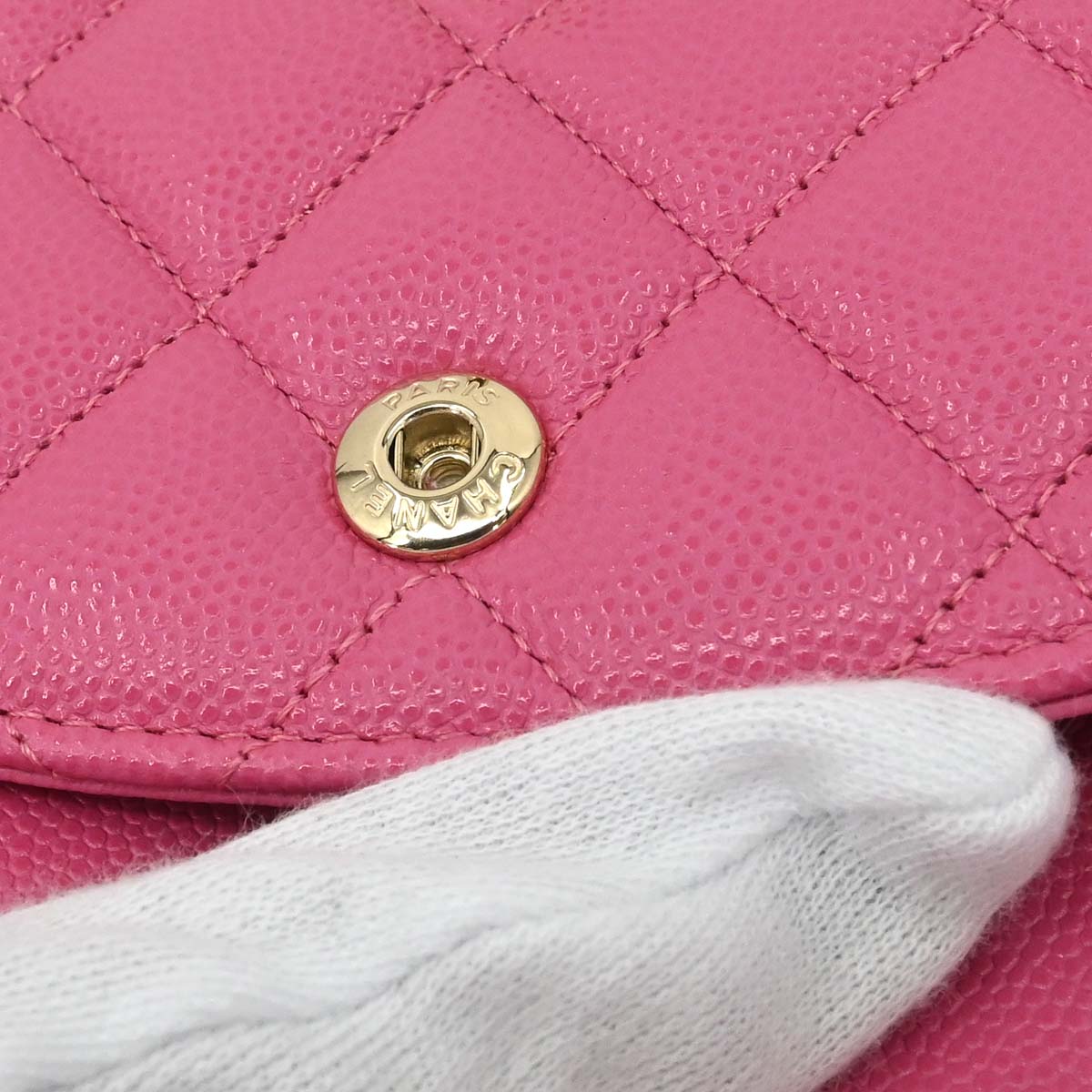 Chanel 2019 Pink Caviar Skin Medium Classic Double Flap Shoulder Bag