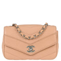 Chanel 2017-2018 Beige Caviar Skin Chevron Shoulder Bag
