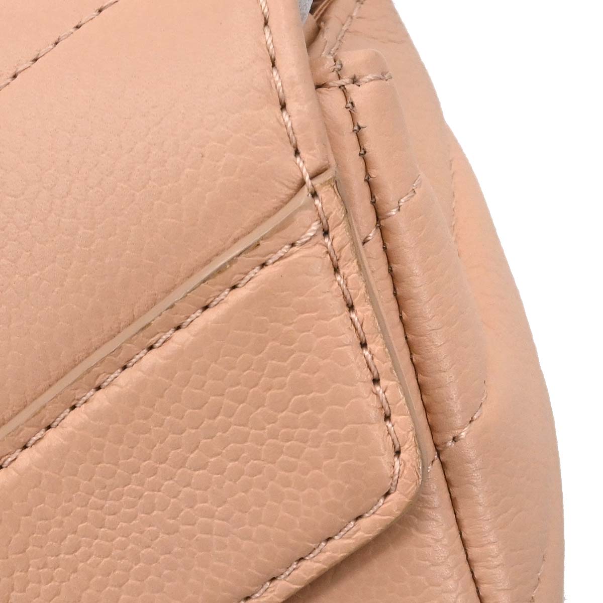 Chanel 2017-2018 Beige Caviar Skin Chevron Shoulder Bag