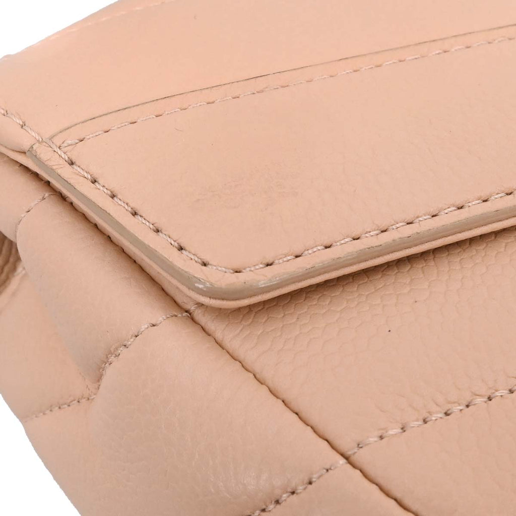 Chanel 2017-2018 Beige Caviar Skin Chevron Shoulder Bag