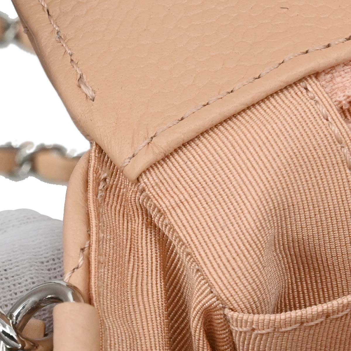 Chanel 2017-2018 Beige Caviar Skin Chevron Shoulder Bag