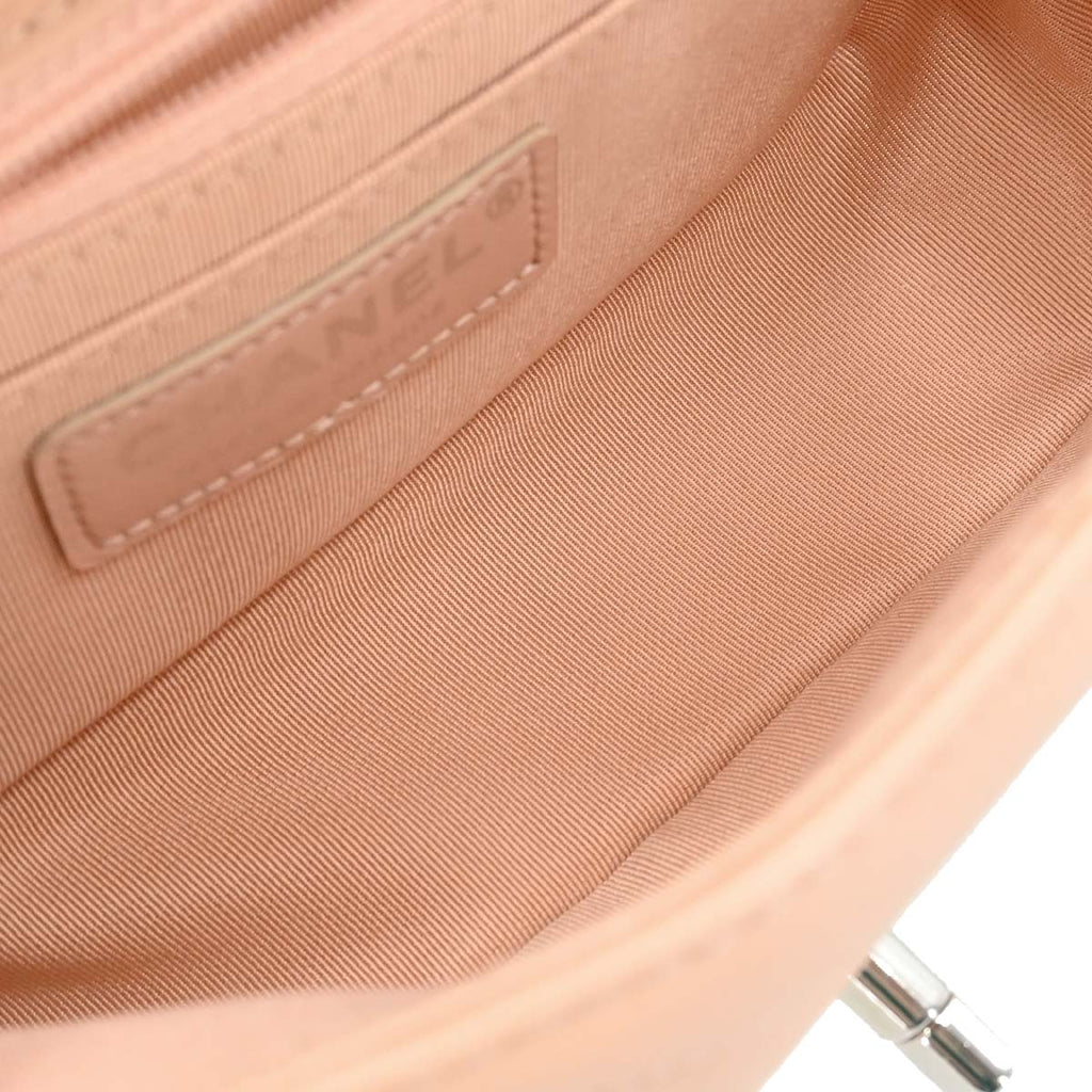 Chanel 2017-2018 Beige Caviar Skin Chevron Shoulder Bag