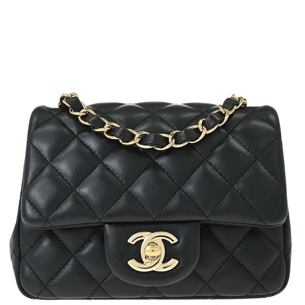 Chanel 2019 Black Lambskin Mini Classic Square Flap Shoulder Bag 17