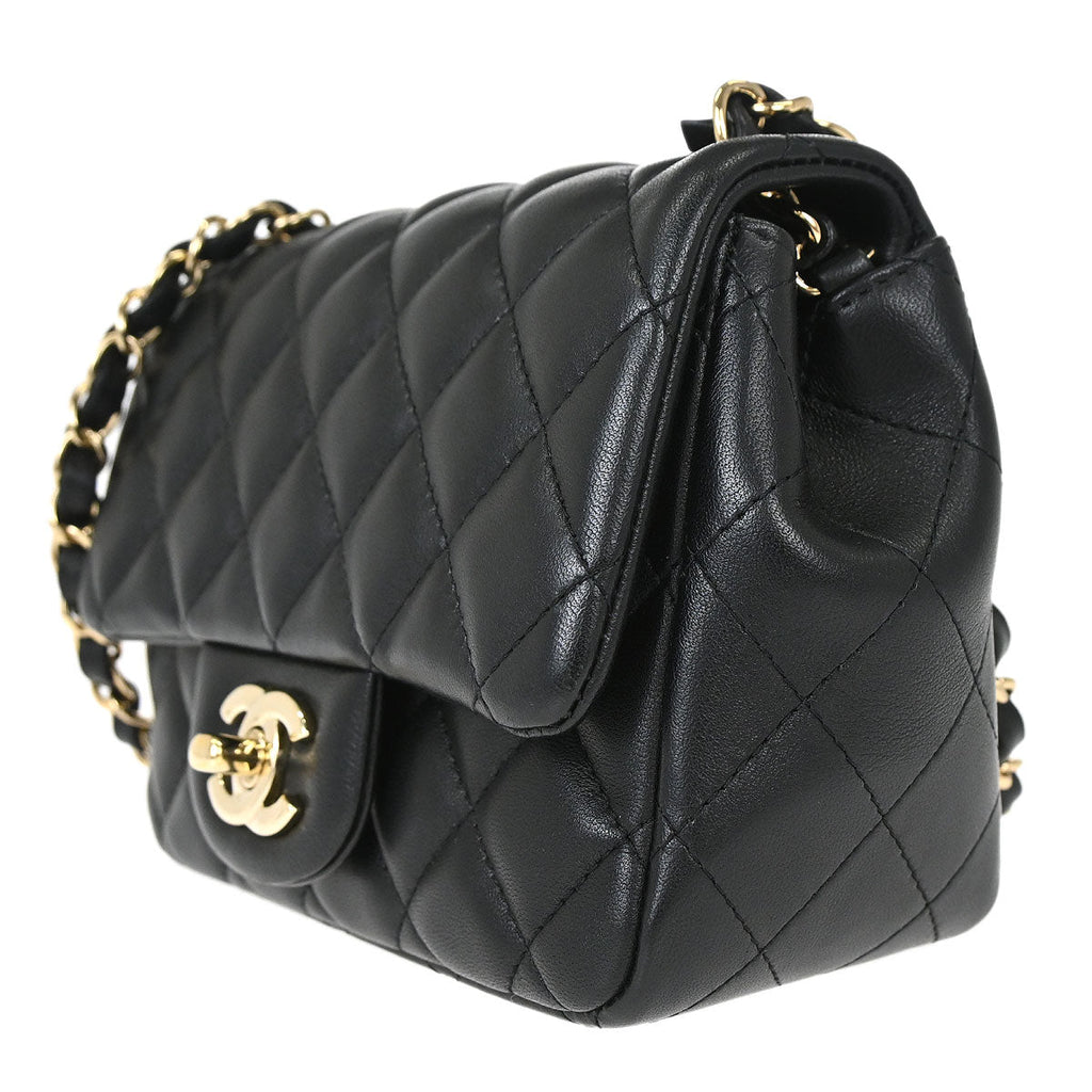 Chanel 2019 Black Lambskin Mini Classic Square Flap Shoulder Bag 17