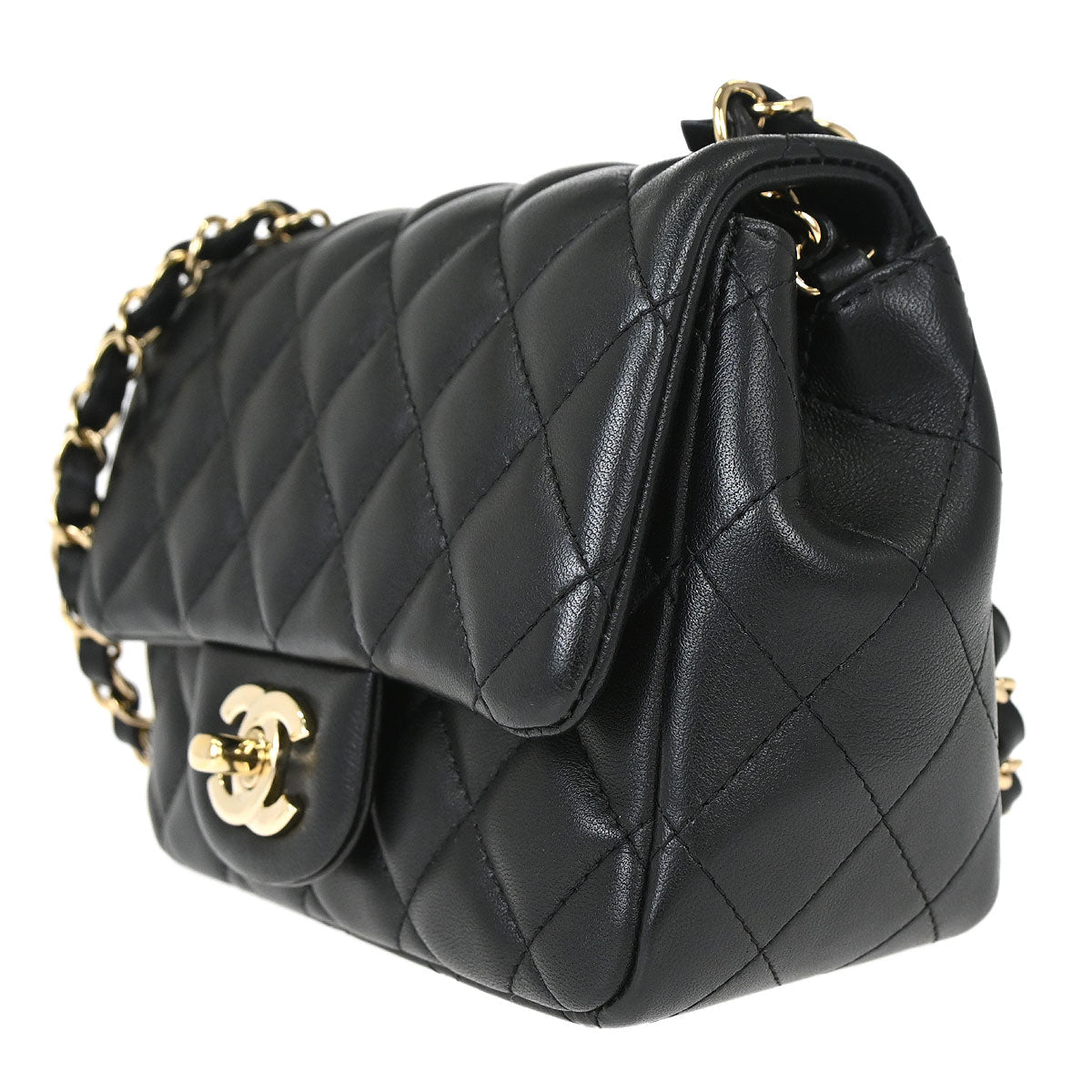 Chanel 2019 Black Lambskin Mini Classic Square Flap Shoulder Bag 17