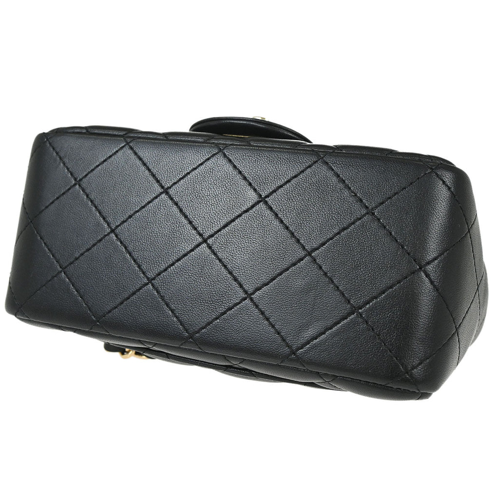 Chanel 2019 Black Lambskin Mini Classic Square Flap Shoulder Bag 17