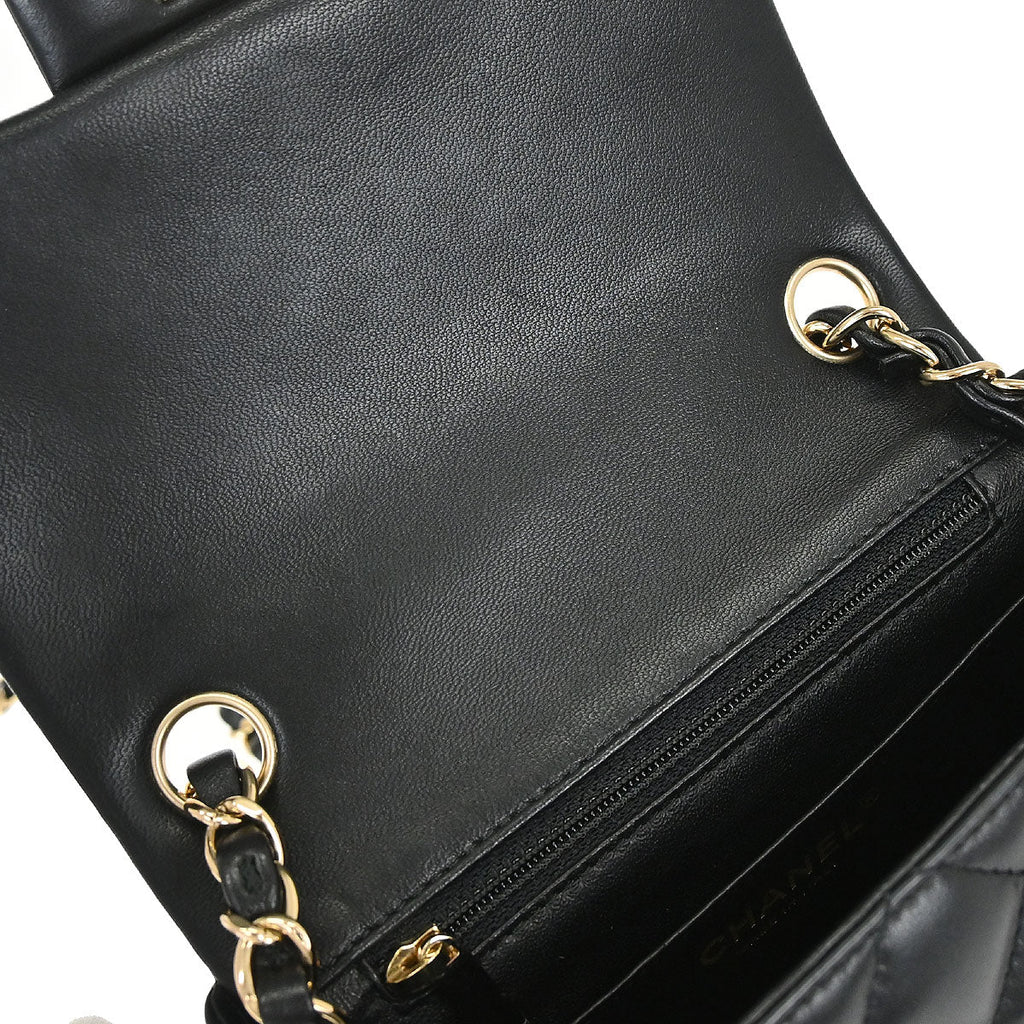 Chanel 2019 Black Lambskin Mini Classic Square Flap Shoulder Bag 17