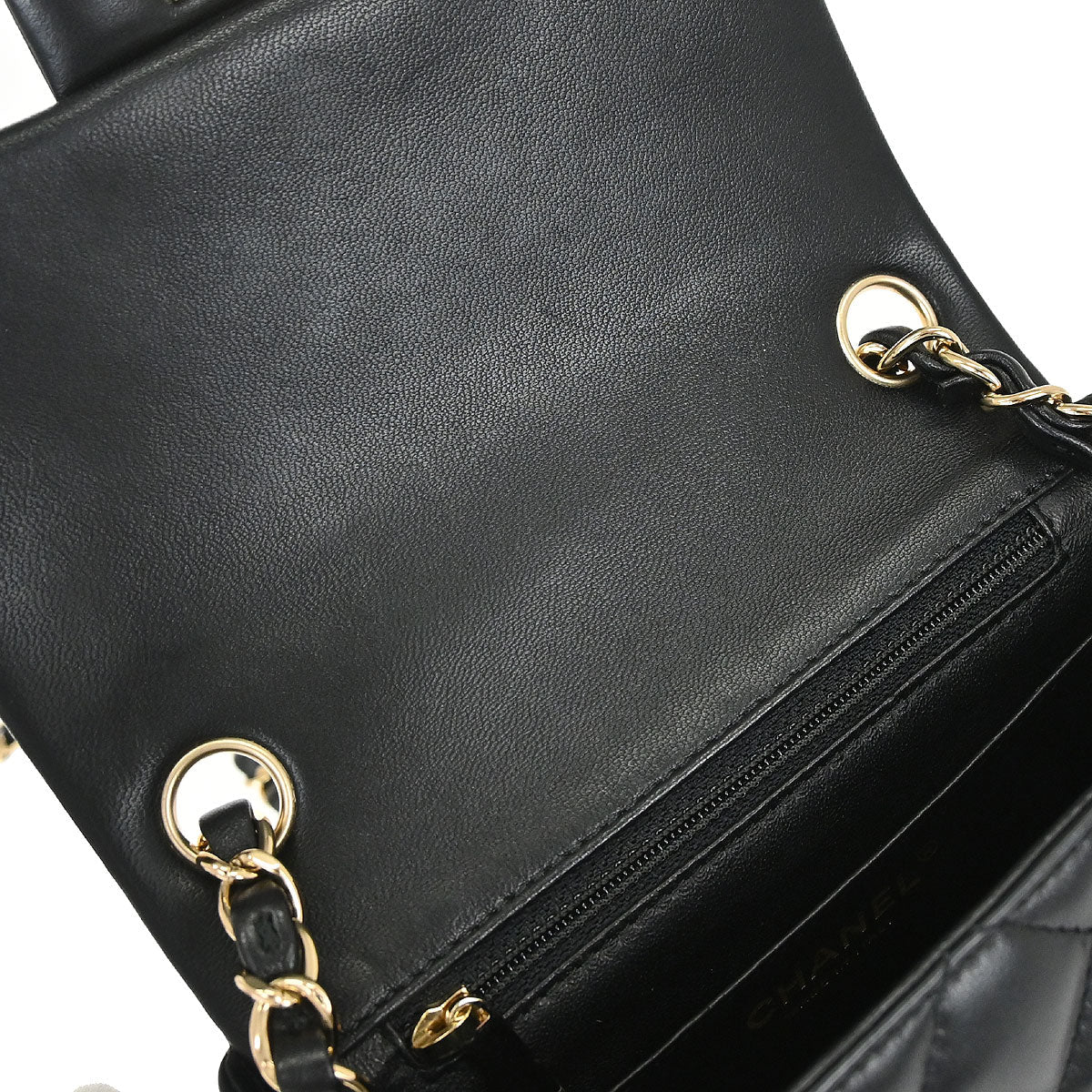 Chanel 2019 Black Lambskin Mini Classic Square Flap Shoulder Bag 17
