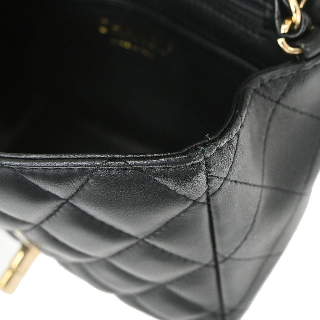 Chanel 2019 Black Lambskin Mini Classic Square Flap Shoulder Bag 17