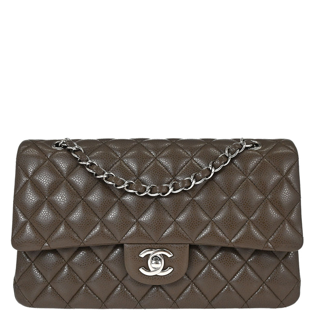 Chanel 2012 Brown Caviar Skin Medium Classic Double Flap Shoulder Bag