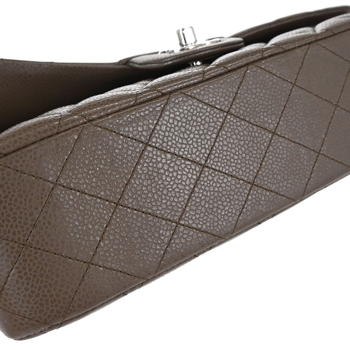Chanel 2012 Brown Caviar Skin Medium Classic Double Flap Shoulder Bag