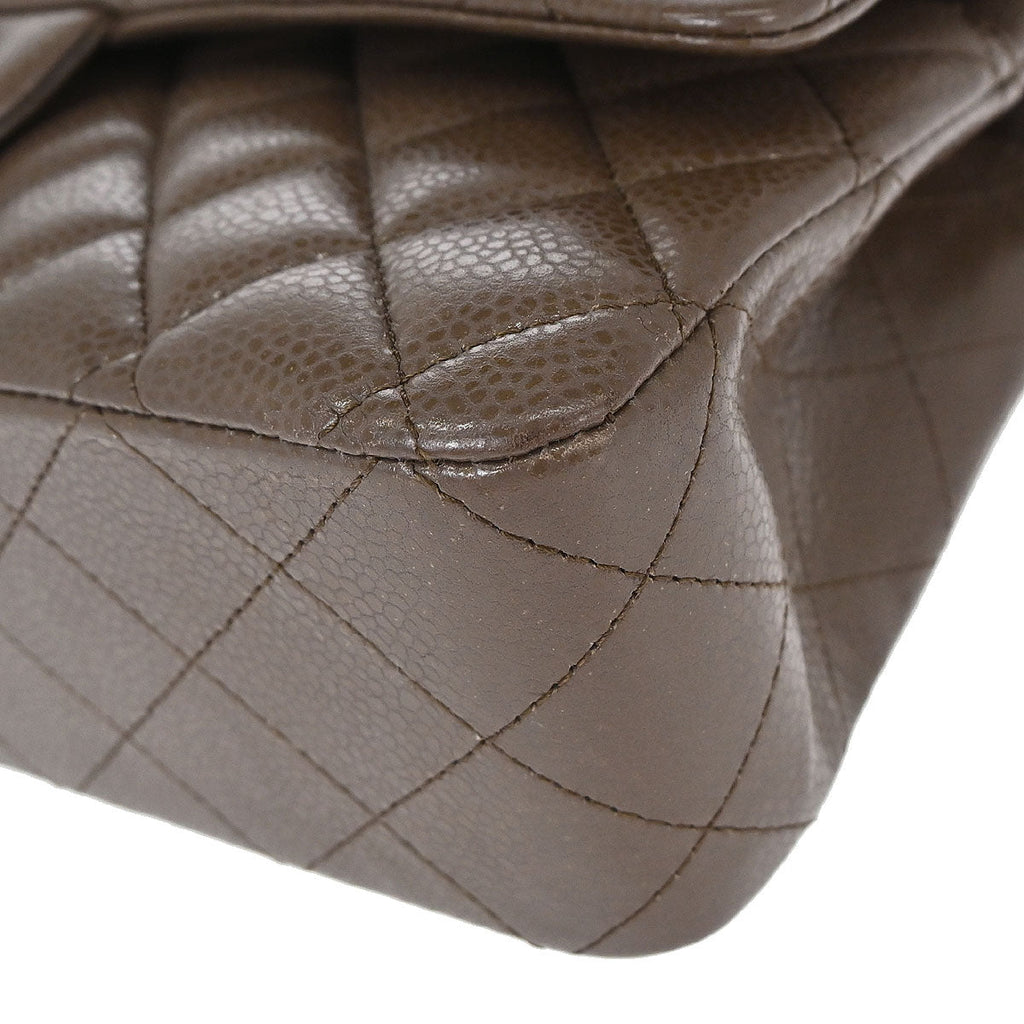 Chanel 2012 Brown Caviar Skin Medium Classic Double Flap Shoulder Bag