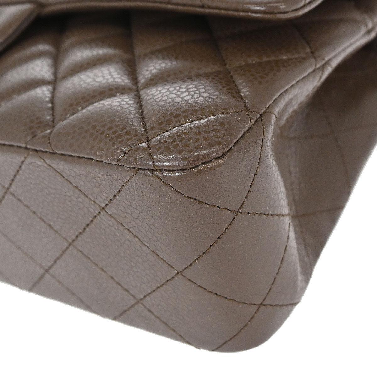 Chanel 2012 Brown Caviar Skin Medium Classic Double Flap Shoulder Bag