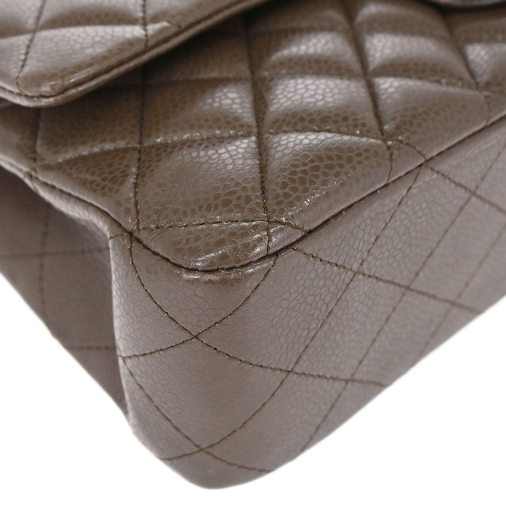 Chanel 2012 Brown Caviar Skin Medium Classic Double Flap Shoulder Bag