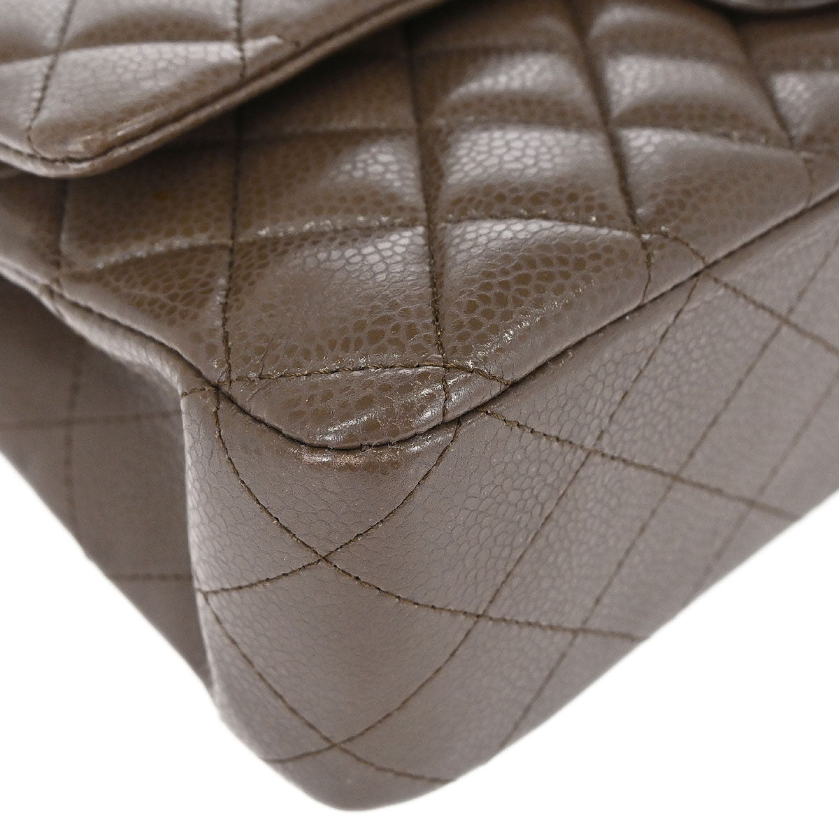 Chanel 2012 Brown Caviar Skin Medium Classic Double Flap Shoulder Bag