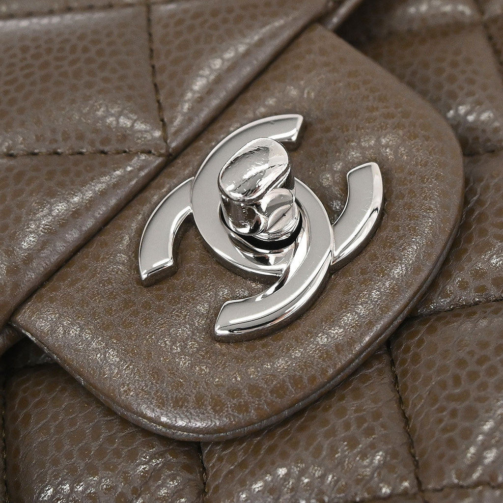 Chanel 2012 Brown Caviar Skin Medium Classic Double Flap Shoulder Bag