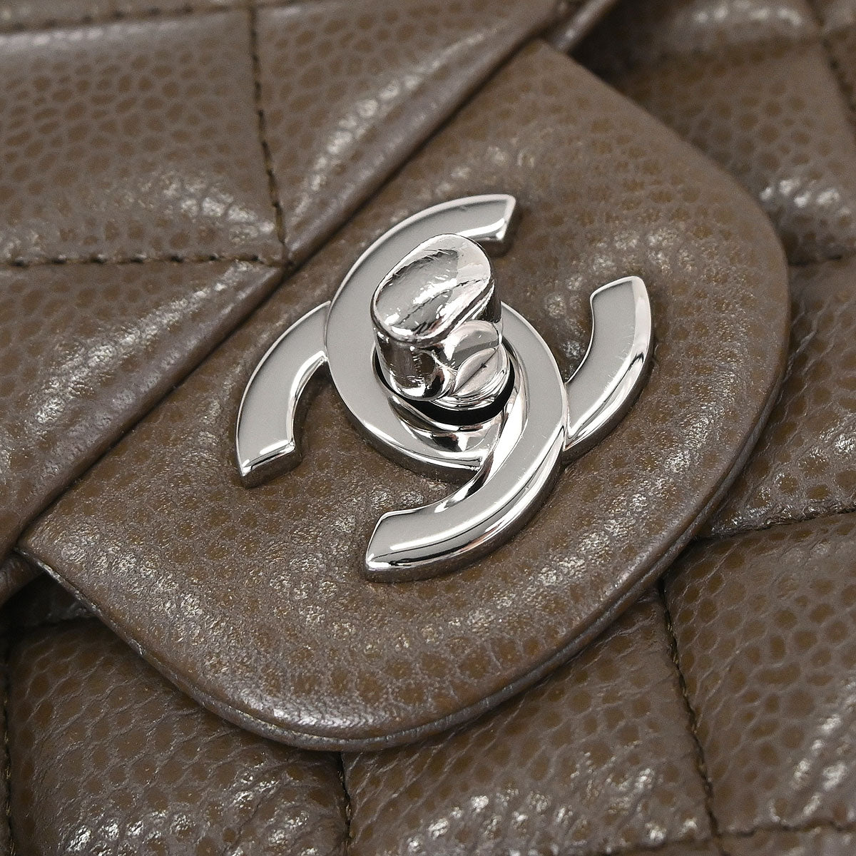 Chanel 2012 Brown Caviar Skin Medium Classic Double Flap Shoulder Bag