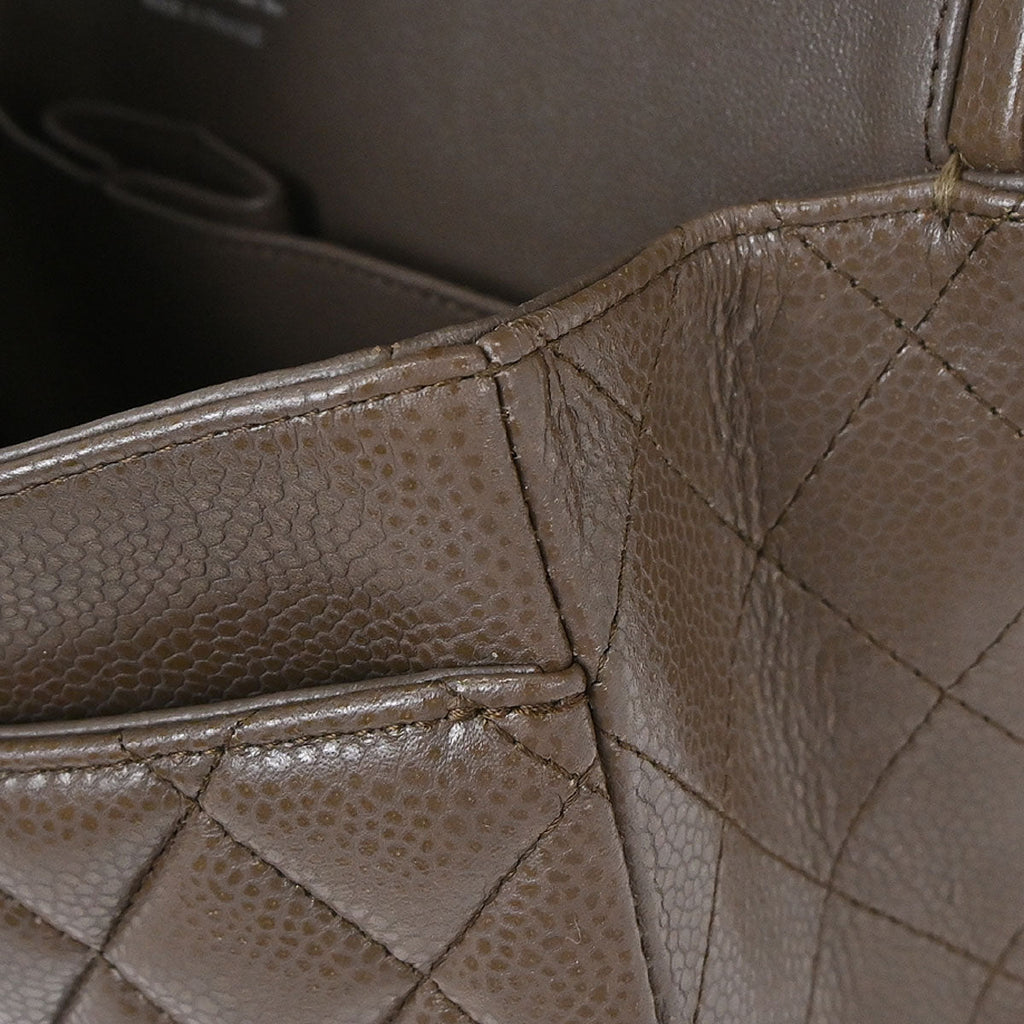 Chanel 2012 Brown Caviar Skin Medium Classic Double Flap Shoulder Bag