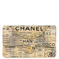 Chanel 2015-2016 Beige Lambskin Limited Newspaper Medium Classic Double Flap Bag
