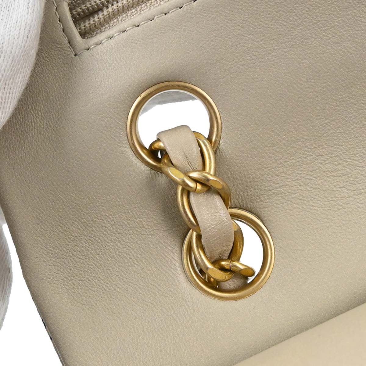 Chanel 2015-2016 Beige Lambskin Limited Newspaper Medium Classic Double Flap Bag