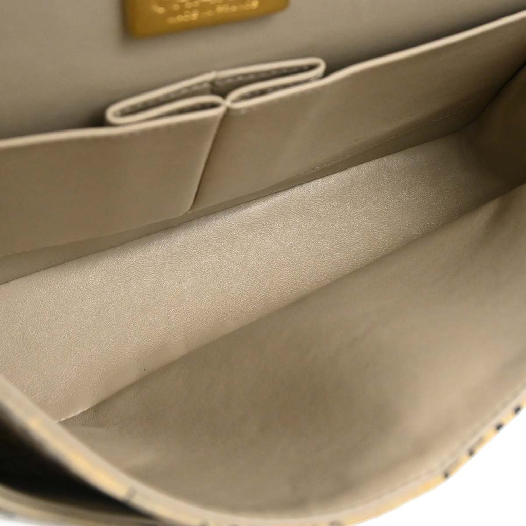 Chanel 2015-2016 Beige Lambskin Limited Newspaper Medium Classic Double Flap Bag