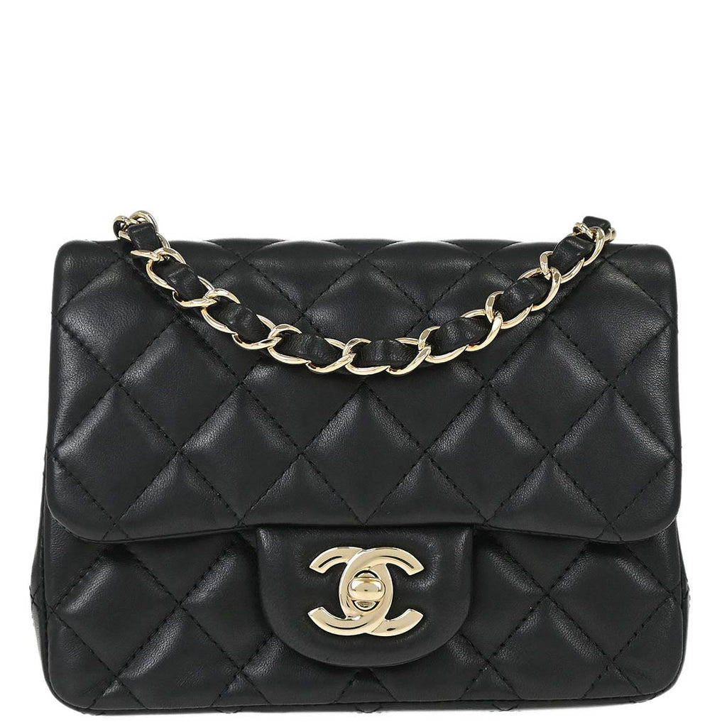 Chanel 2017 Black Lambskin Mini Classic Square Flap Shoulder Bag 17