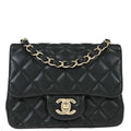 Chanel 2017 Black Lambskin Mini Classic Square Flap Shoulder Bag 17