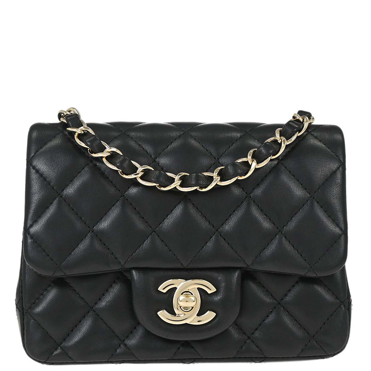 Chanel 2017 Black Lambskin Mini Classic Square Flap Shoulder Bag 17