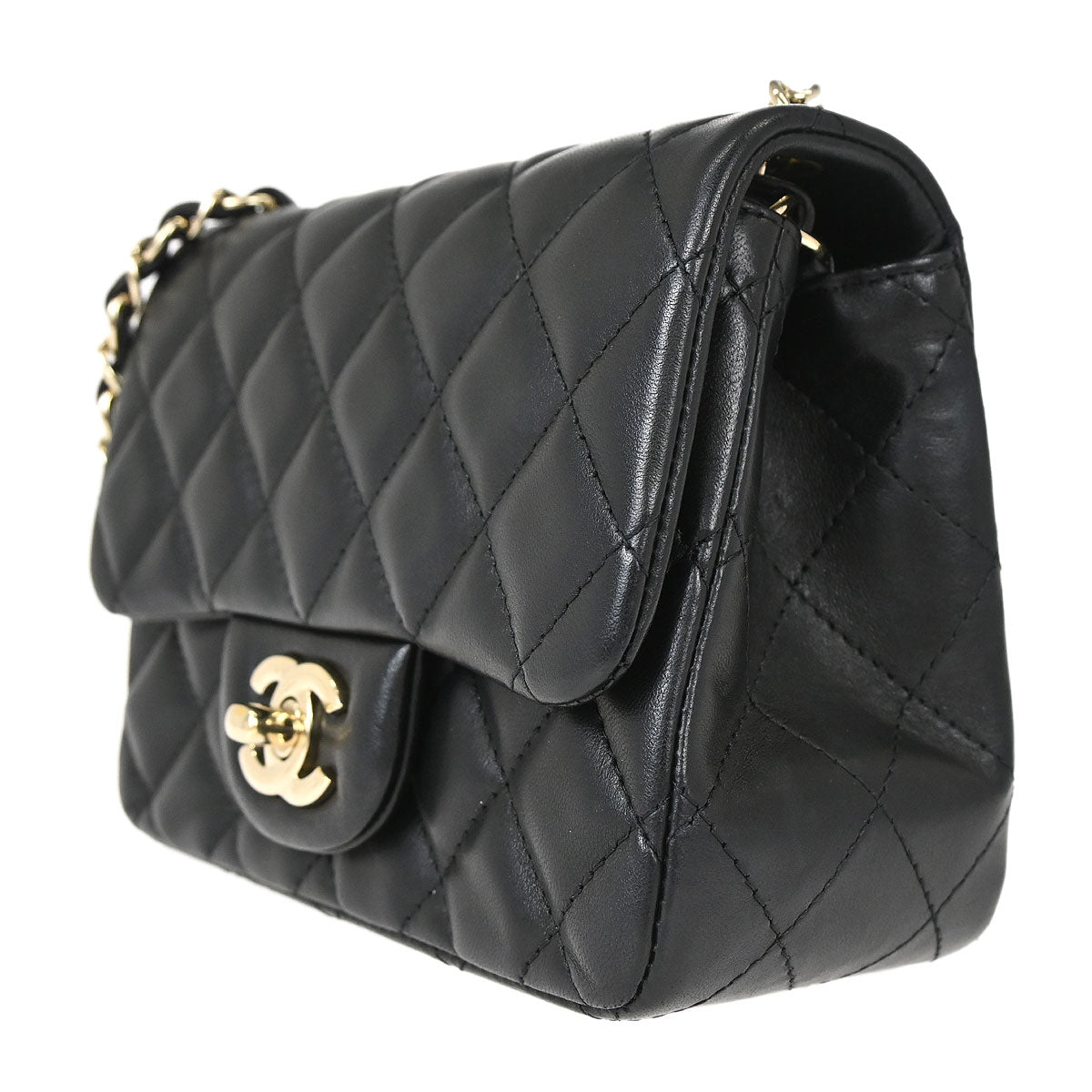 Chanel 2017 Black Lambskin Mini Classic Square Flap Shoulder Bag 17