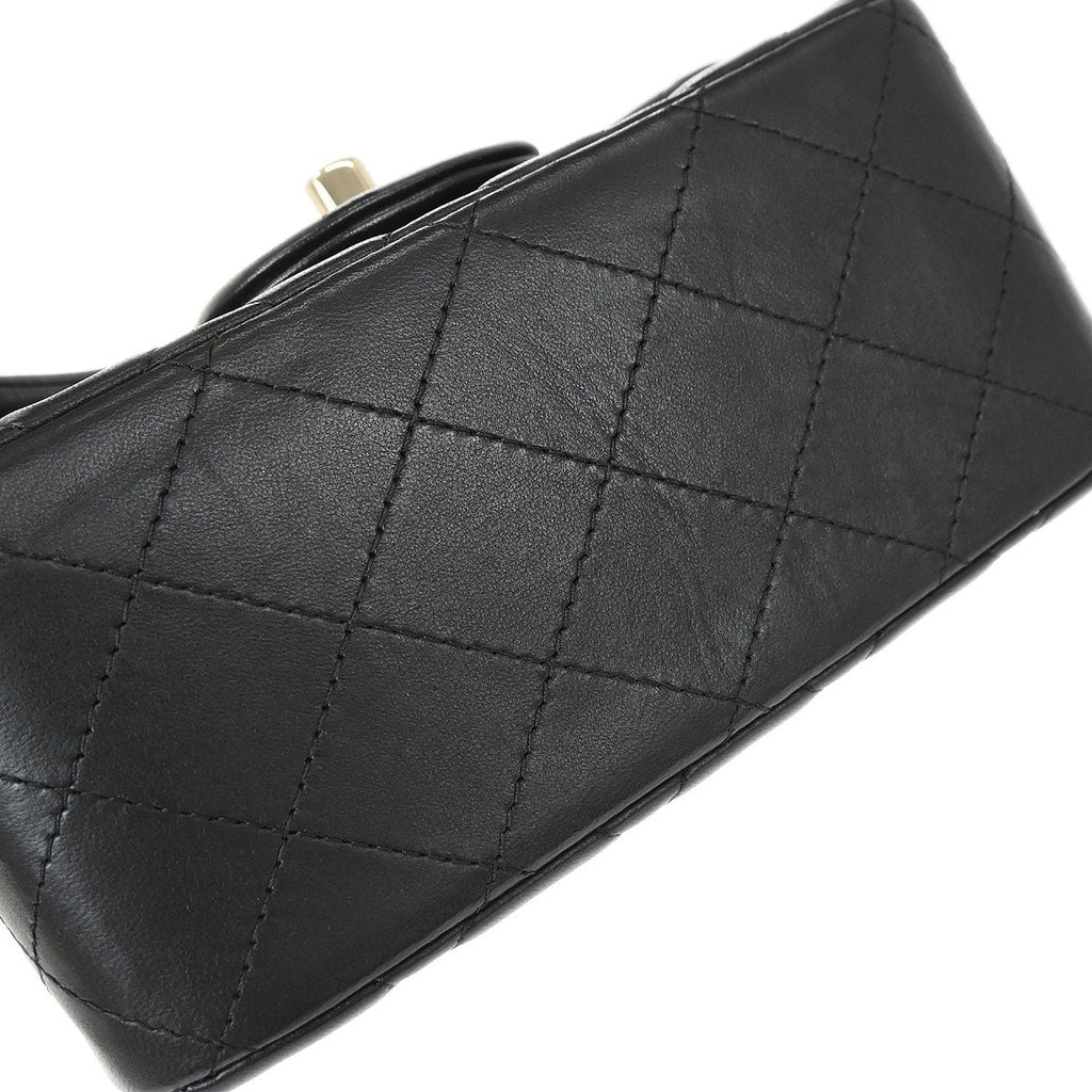 Chanel 2017 Black Lambskin Mini Classic Square Flap Shoulder Bag 17
