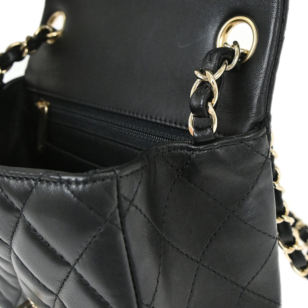 Chanel 2017 Black Lambskin Mini Classic Square Flap Shoulder Bag 17