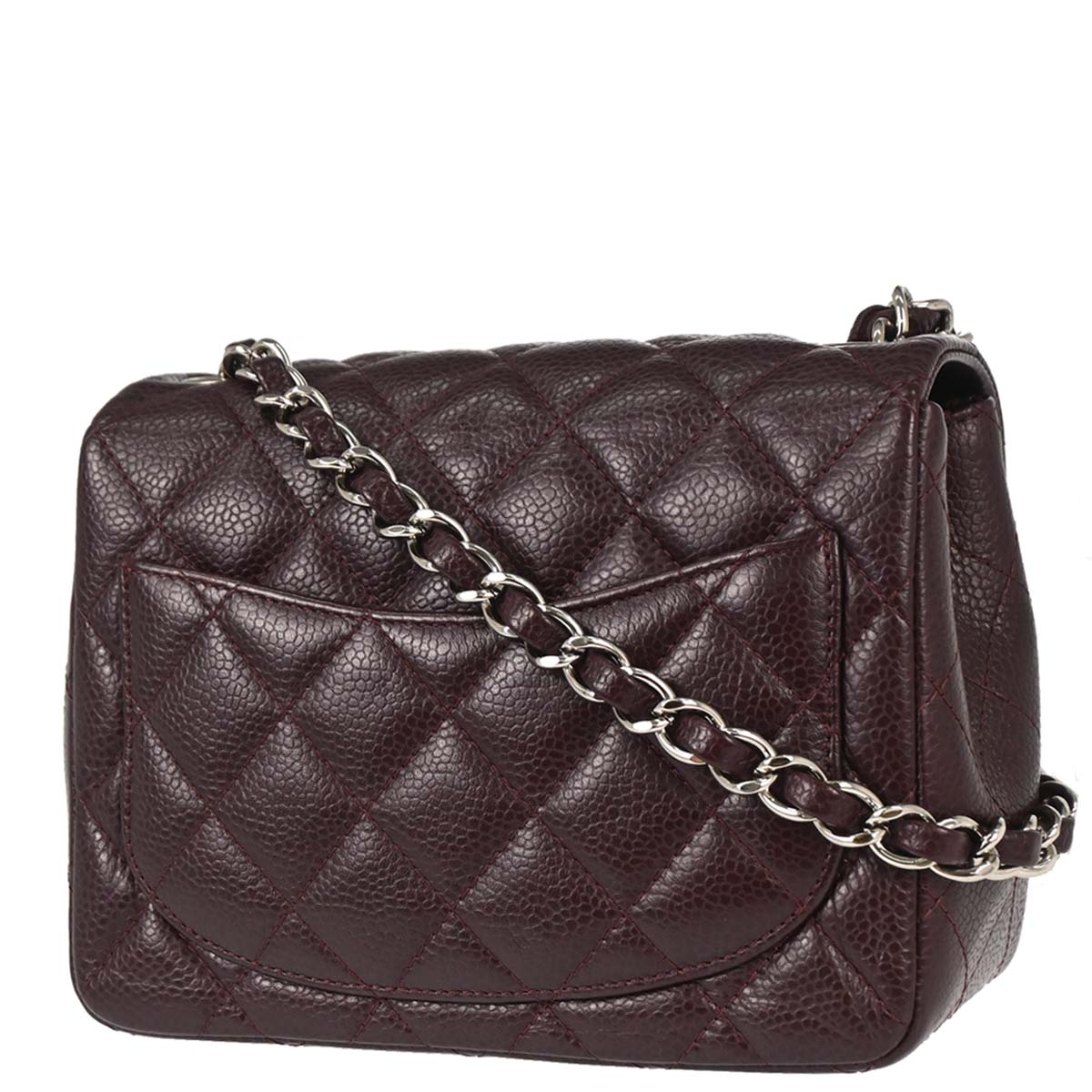 Chanel Brown Caviar Skin Mini Classic Square Flap Shoulder Bag 17
