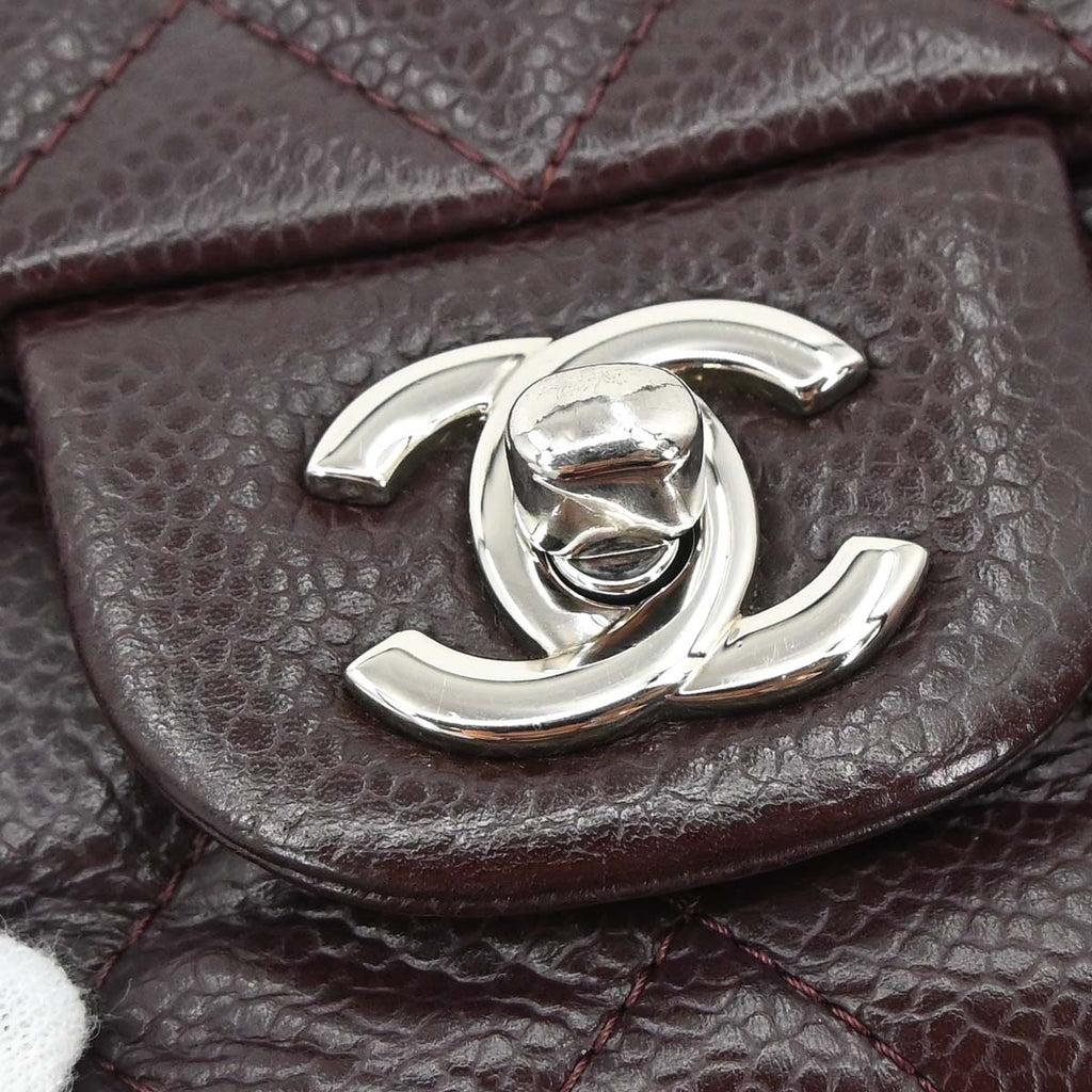 Chanel Brown Caviar Skin Mini Classic Square Flap Shoulder Bag 17