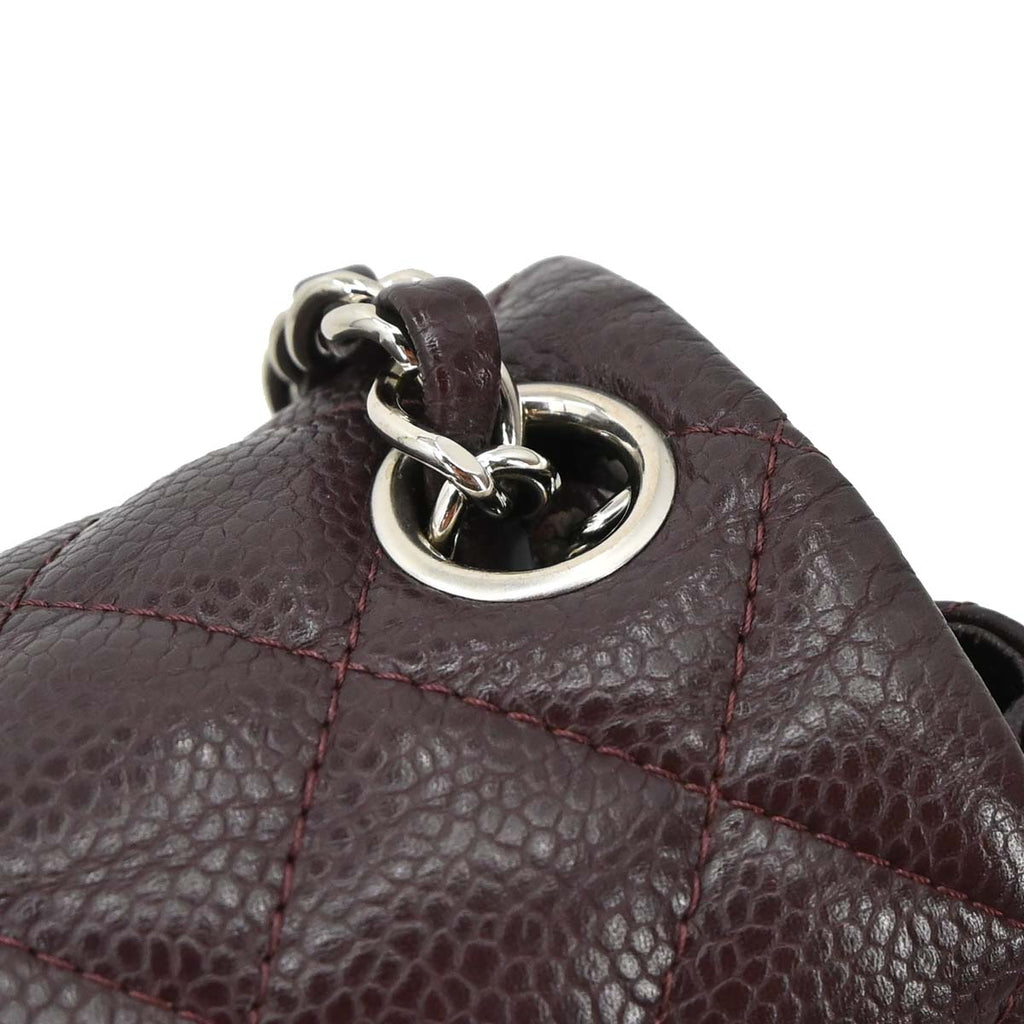 Chanel Brown Caviar Skin Mini Classic Square Flap Shoulder Bag 17