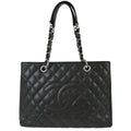 Chanel 2014 Black Caviar Skin Grand Shopping Tote GST Chain Handbag